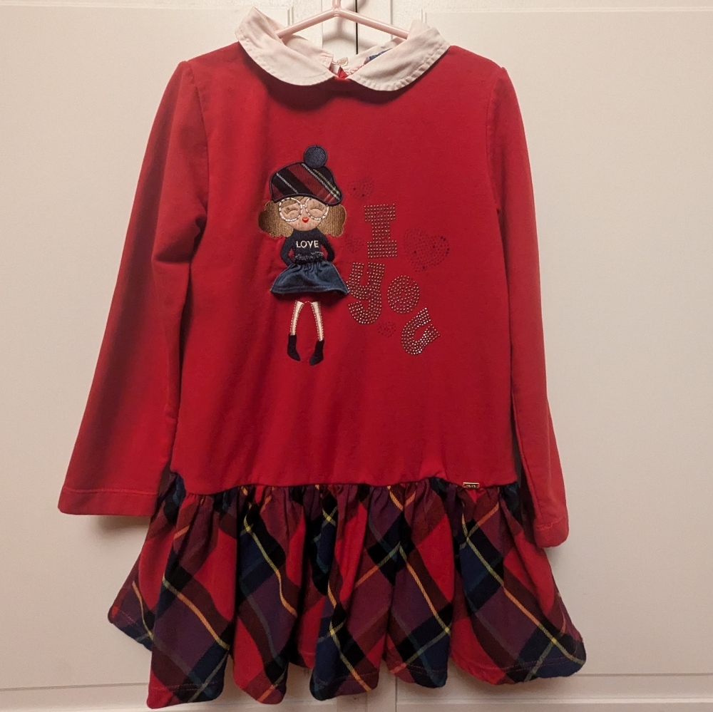 Mayoral Little Girls Red Dress, Size 5 (110cm)
